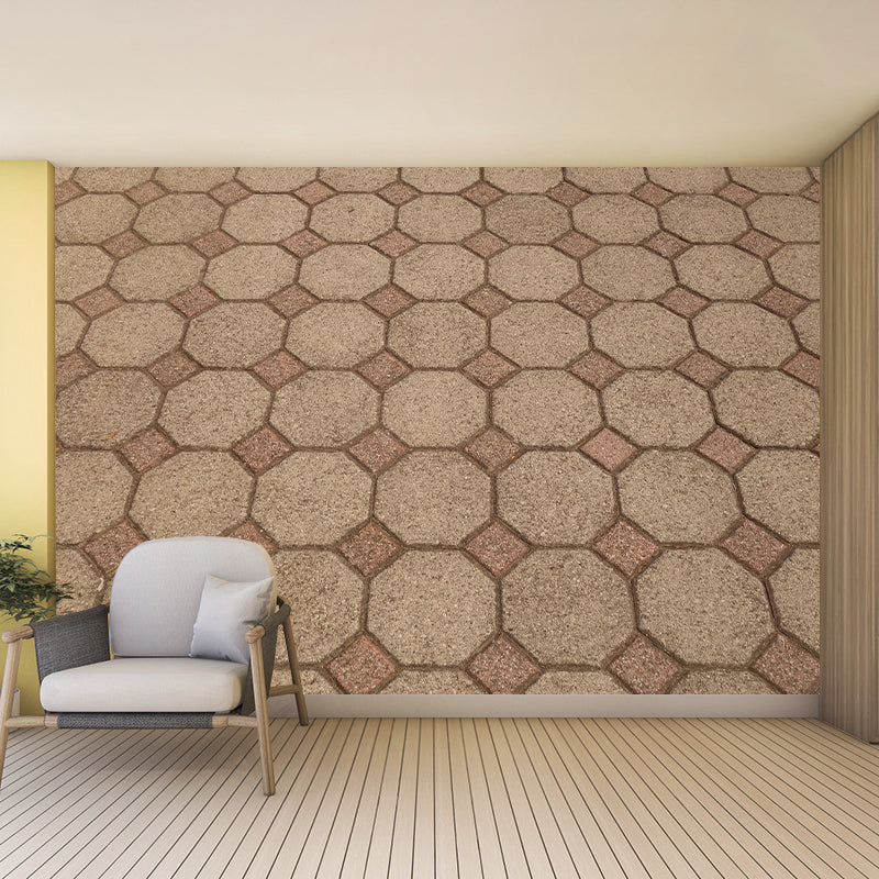 Geometric Bricks Mural Wallpaper Stain Resistant Wall Decor for Bedroom, Customized Size