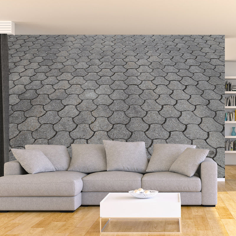 Geometric Bricks Mural Wallpaper Stain Resistant Wall Decor for Bedroom, Customized Size