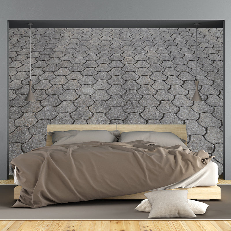 Geometric Bricks Mural Wallpaper Stain Resistant Wall Decor for Bedroom, Customized Size