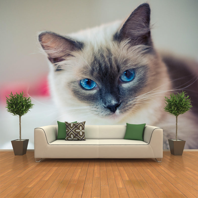 Lovely Cat Mural Wall Decor Living Room Mildew Resistant for Decoration