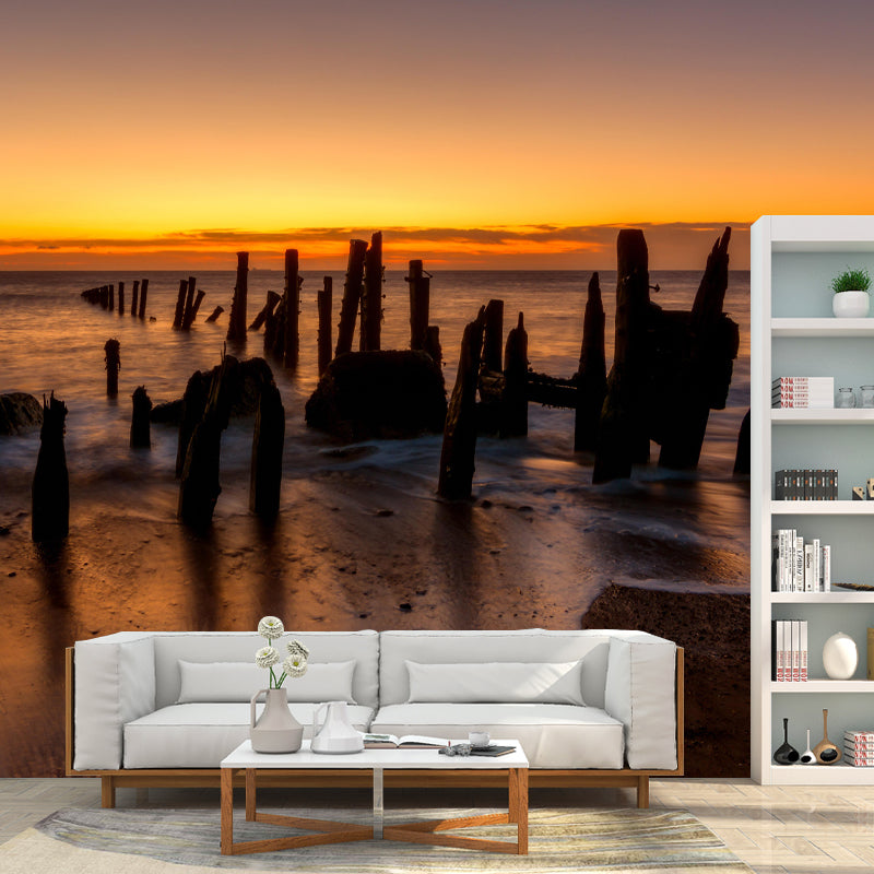 Customized Big Sea Wall Mural Modernism Mildew Resistant Wall Decor for Bathroom