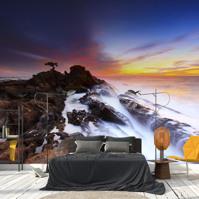 Customized Big Sea Wall Mural Modernism Mildew Resistant Wall Decor for Bathroom