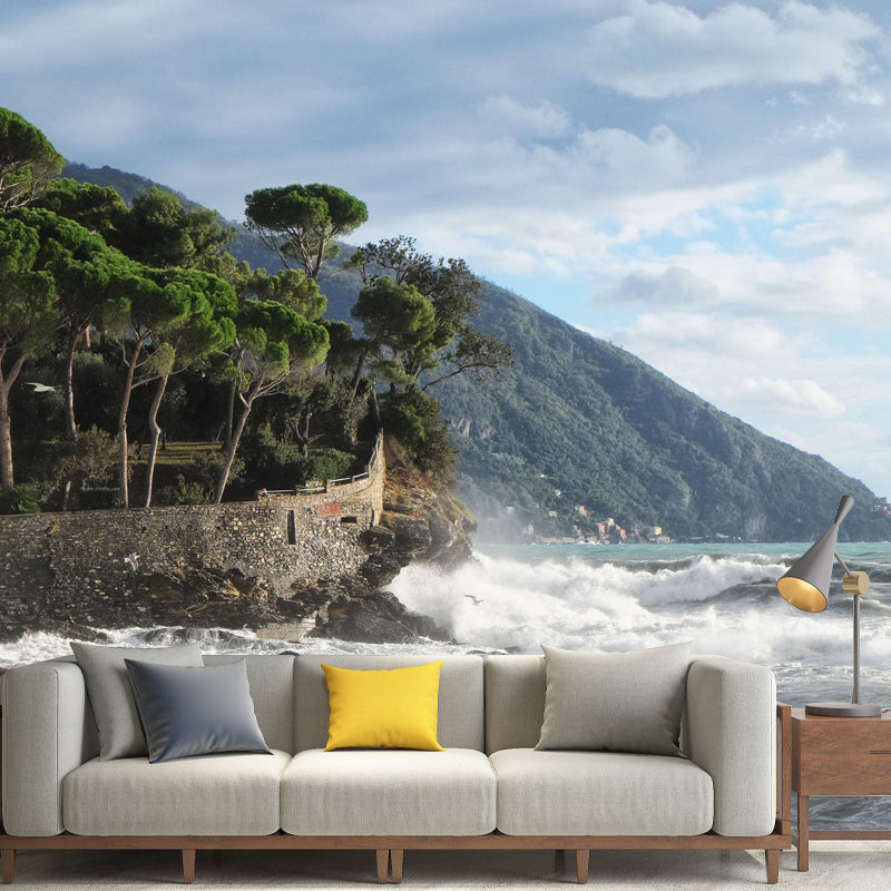 Customized Big Sea Wall Mural Modernism Mildew Resistant Wall Decor for Bathroom