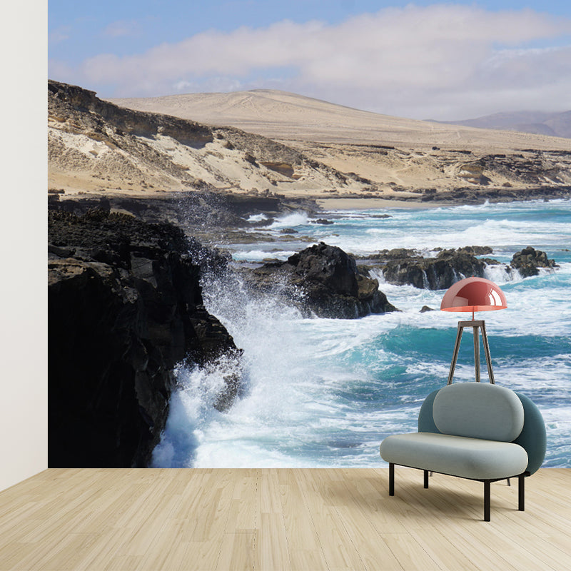 Sea Mural Horizontal Photography Modernism Wall Decor for Bathroom
