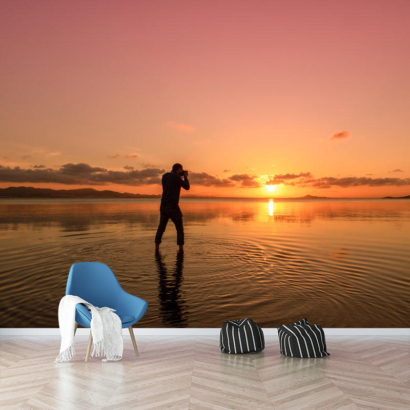 Boundless Sea Mural Horizontal Photography Modernism Wall Decor for Living Room