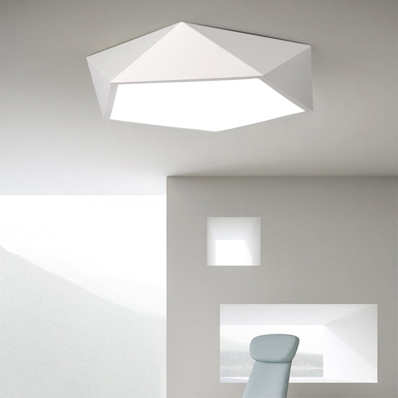 Lámpara de techo LED concisa y moderna, montaje empotrado geométrico de hierro lacado con pantalla acrílica