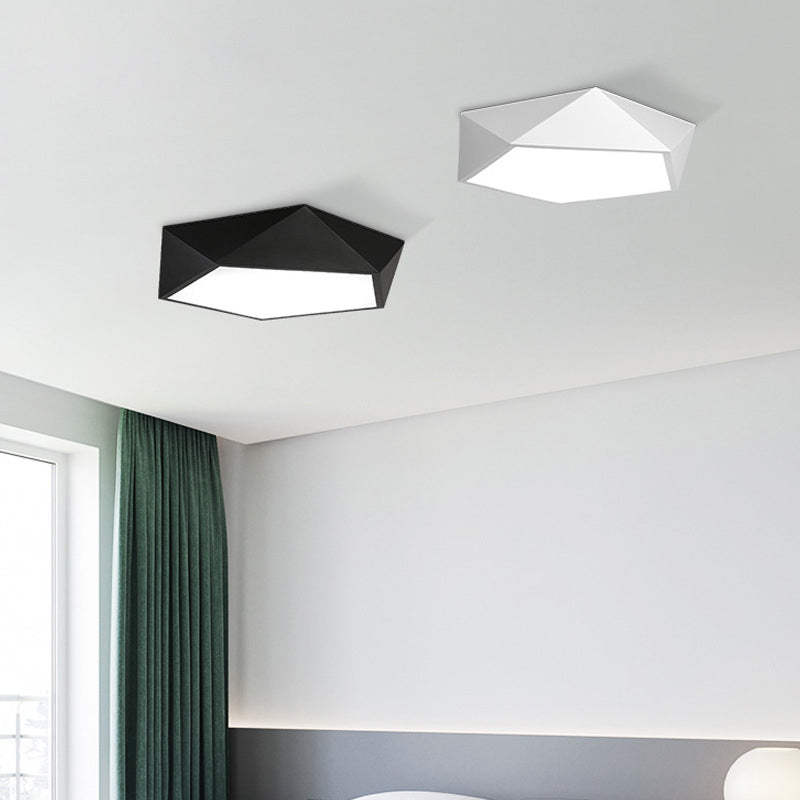 Lámpara de techo LED concisa y moderna, montaje empotrado geométrico de hierro lacado con pantalla acrílica