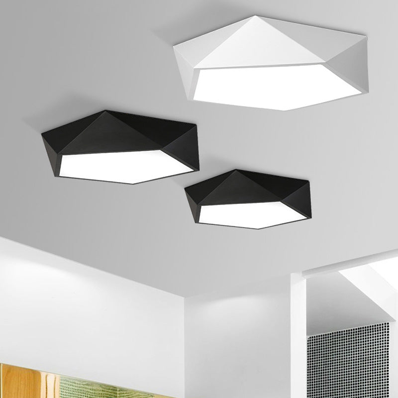 Lámpara de techo LED concisa y moderna, montaje empotrado geométrico de hierro lacado con pantalla acrílica