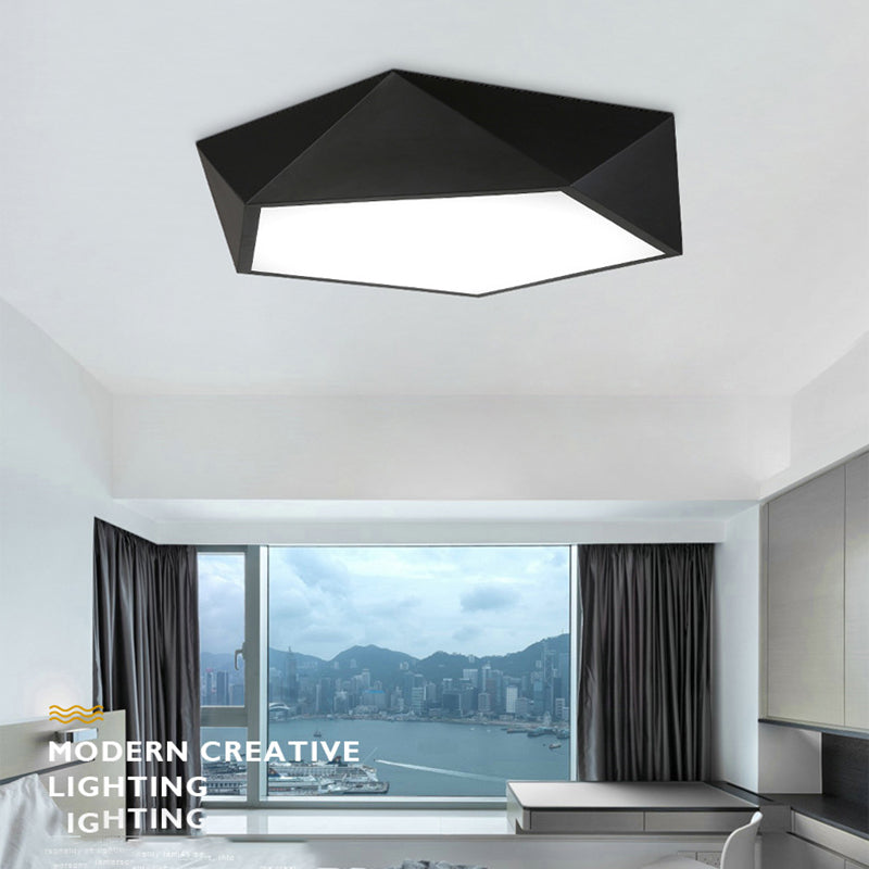 Lámpara de techo LED concisa y moderna, montaje empotrado geométrico de hierro lacado con pantalla acrílica