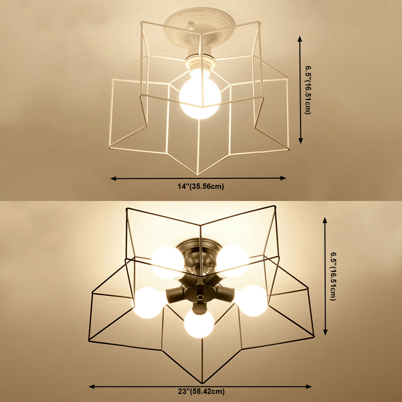 Plafonnier industriel rétro semi - encastré en fer forgé étoile pour espaces intérieurs