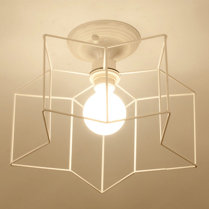 Plafonnier industriel rétro semi - encastré en fer forgé étoile pour espaces intérieurs