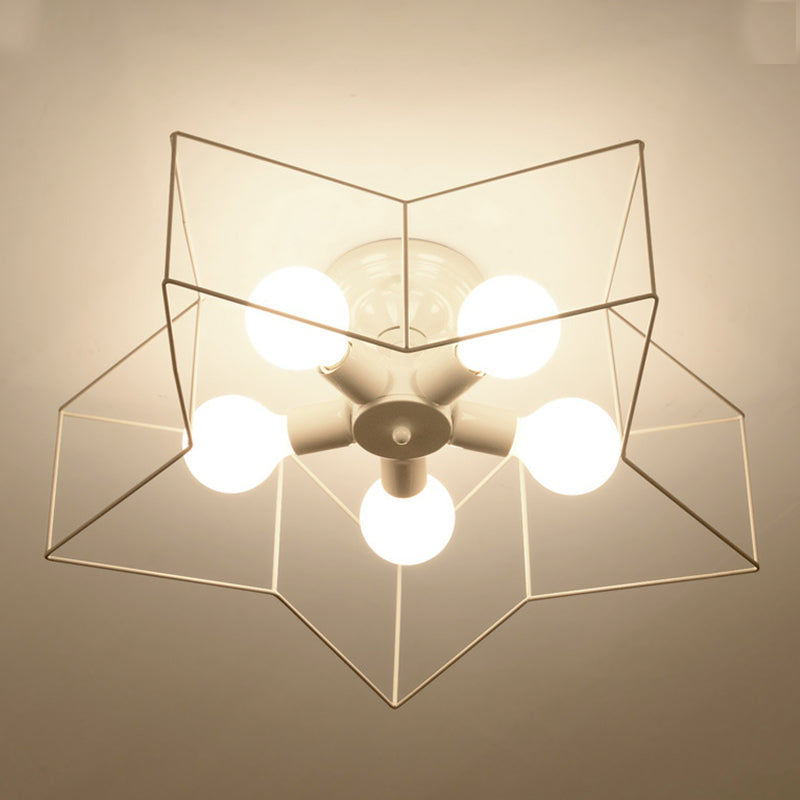 Plafonnier industriel rétro semi - encastré en fer forgé étoile pour espaces intérieurs