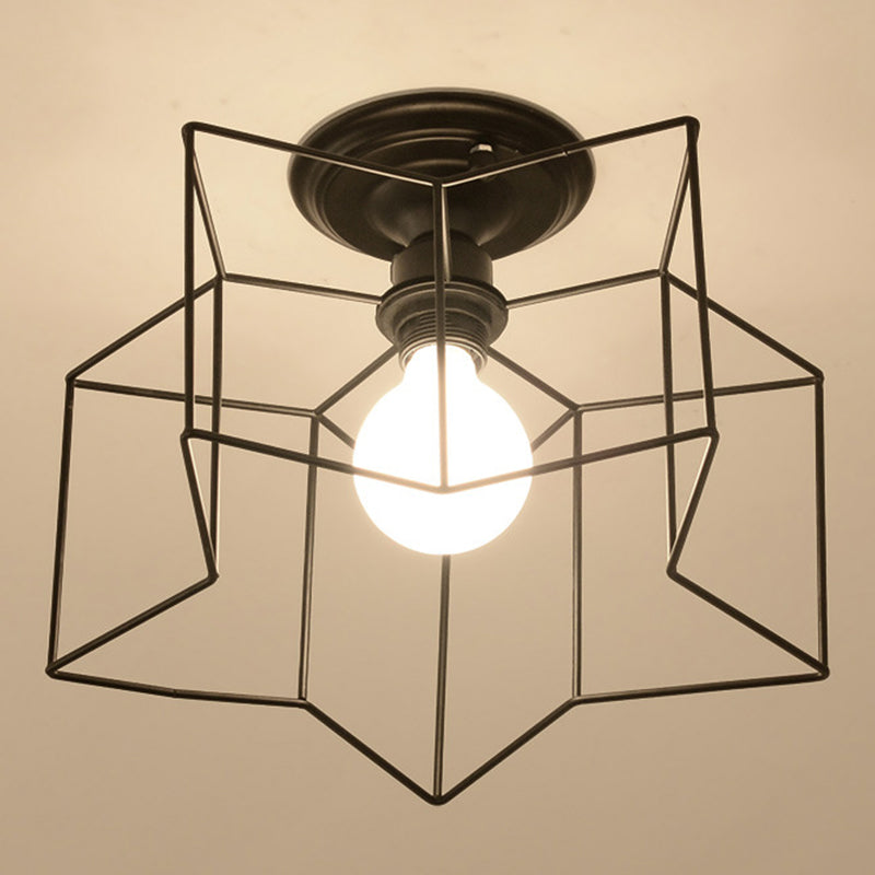 Plafonnier industriel rétro semi - encastré en fer forgé étoile pour espaces intérieurs
