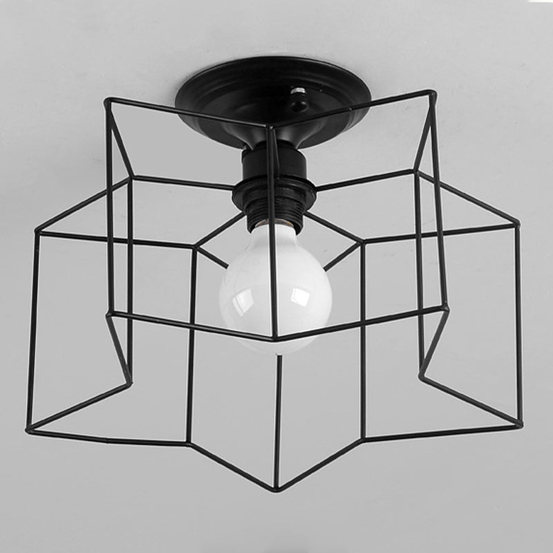 Plafonnier industriel rétro semi - encastré en fer forgé étoile pour espaces intérieurs