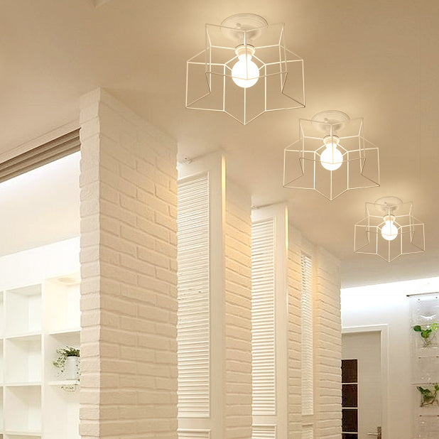 Plafonnier industriel rétro semi - encastré en fer forgé étoile pour espaces intérieurs