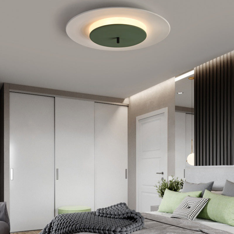 Plafonnier LED rond en acrylique de style moderne – encastré en aluminium macaron pour chambre à coucher