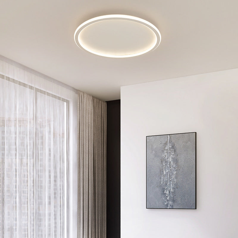 Modern Simplicity LED Ceiling Light Aluminium Circular Flush Mount with Silicone Shade