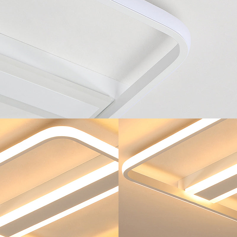16 "/19.5" /23.5 " Breed Vierkant Flushmount Warm/Wit Licht Minimalistisch Metaal Led Flush Plafond Licht met lineaire Canopy