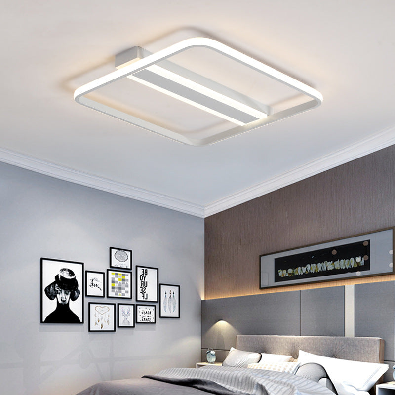 16 "/19.5" /23.5 " Wide Squared Flushmount Warm / White Light Minimalist Metal Led Flush Ceiling Light with Linear Canopy