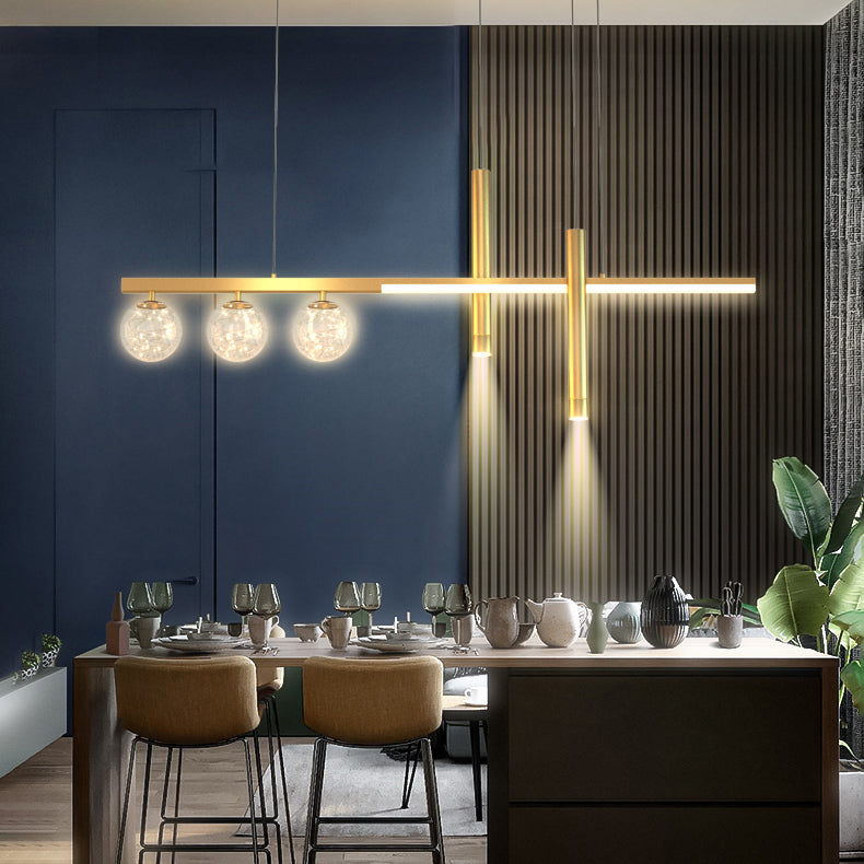 Modern Pendant Chandelier Geometric Island Lighting Fixtures Metal Chandelier for Dining Room