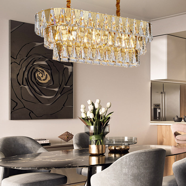 Modern Lighting Chandelier Geometric Island Lamps Crystal 10 Light Island Lights in Gold Finish