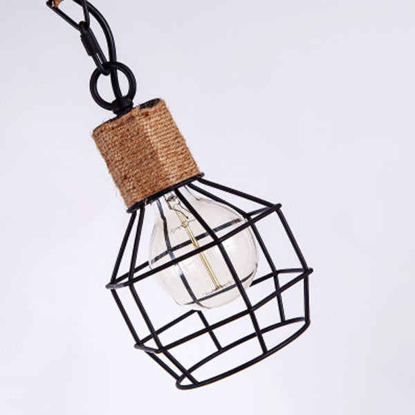 Characteristic Style Hemp Rope LED Hanging Island Pendant Light for Dining Room Bar Clothing Store