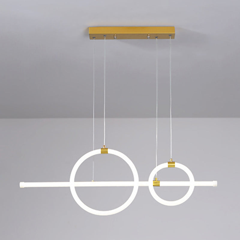 Geometric Island Lights Modern Pendant Chandelier Metal 3 Light Island Lamp in White for Dining Room