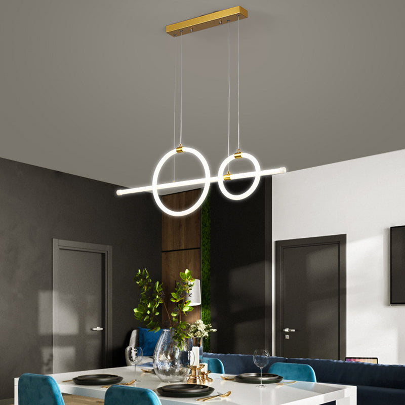Geometric Island Lights Modern Pendant Chandelier Metal 3 Light Island Lamp in White for Dining Room