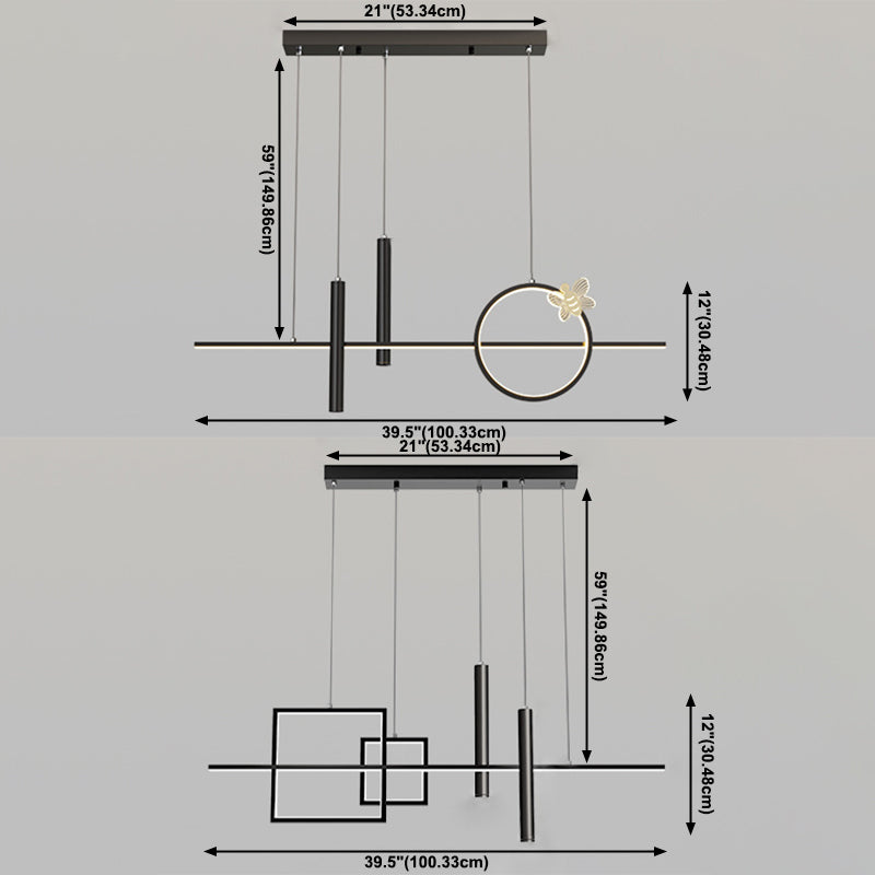 Geometric Island Pendant Lights Modern Kitchen Island Lighting Metal 5 Light Island Lights