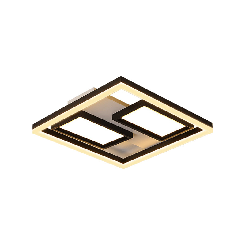 Luz empotrada súper delgada de 16 "/ 19,5" / 35,5 "/ 43" de ancho Estilo nórdico Metal Negro Led cerca de la luz del techo en blanco cálido /