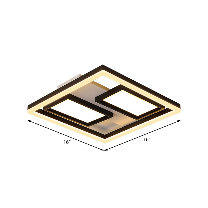 Luz empotrada súper delgada de 16 "/ 19,5" / 35,5 "/ 43" de ancho Estilo nórdico Metal Negro Led cerca de la luz del techo en blanco cálido /