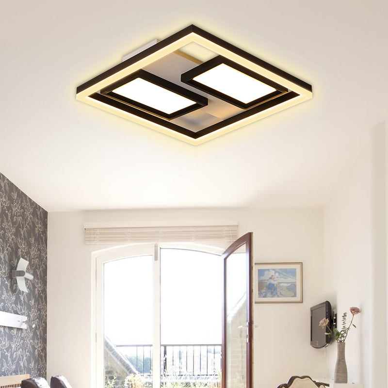 Luz empotrada súper delgada de 16 "/ 19,5" / 35,5 "/ 43" de ancho Estilo nórdico Metal Negro Led cerca de la luz del techo en blanco cálido /