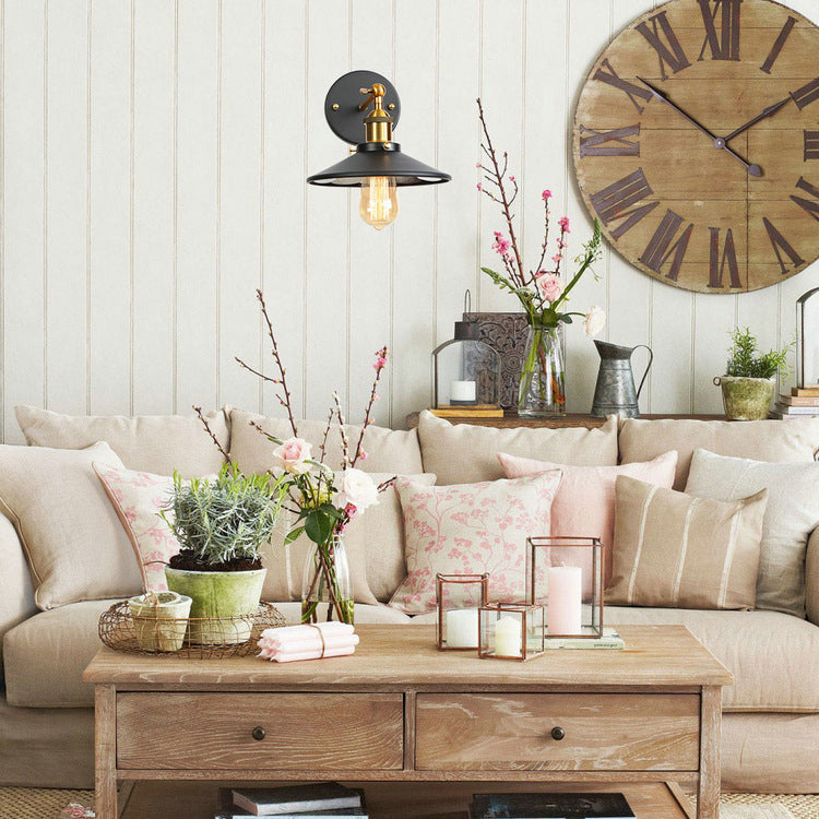 Black Geometric Wall Lamp in Industrial Retro Style Wrought Iron Wall Light for Interior Spaces