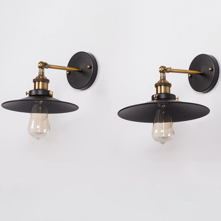 Black Cone Wall Light in Industrial Retro Style Wrought Iron Wall Lamp for Interior Spaces