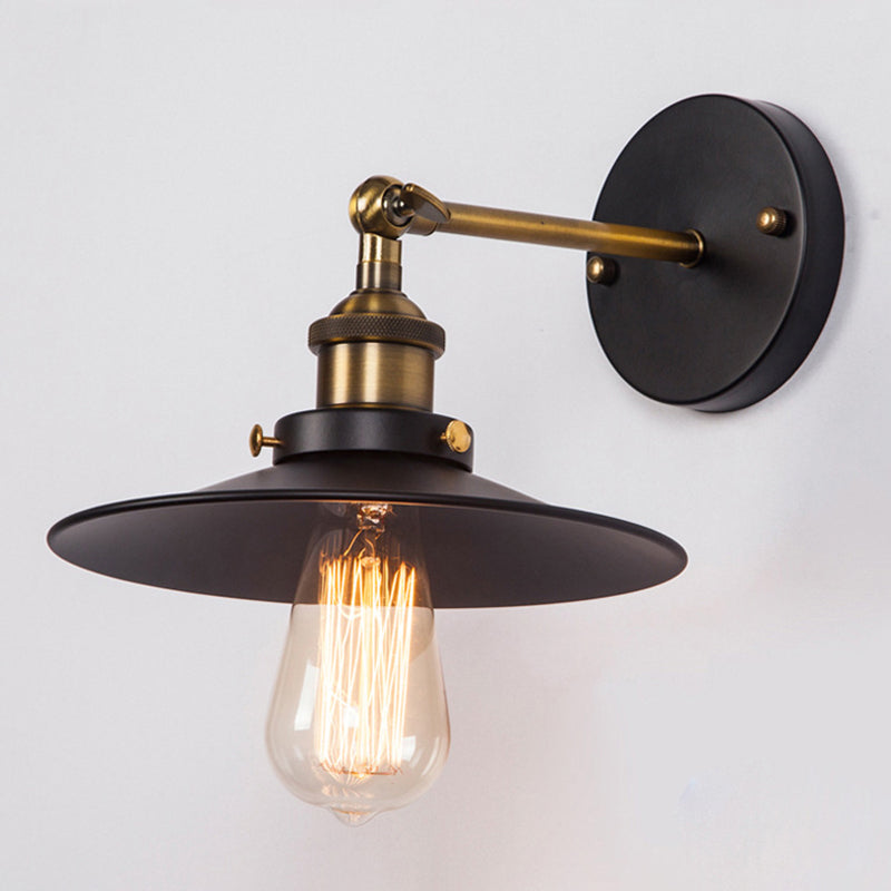 Black Cone Wall Light in Industrial Retro Style Wrought Iron Wall Lamp for Interior Spaces