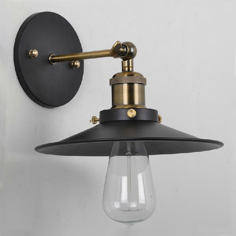 Schwarzkegelwandlicht im industriellen Retro -Stil Schmiedeeisenwandlampe für Innenräume