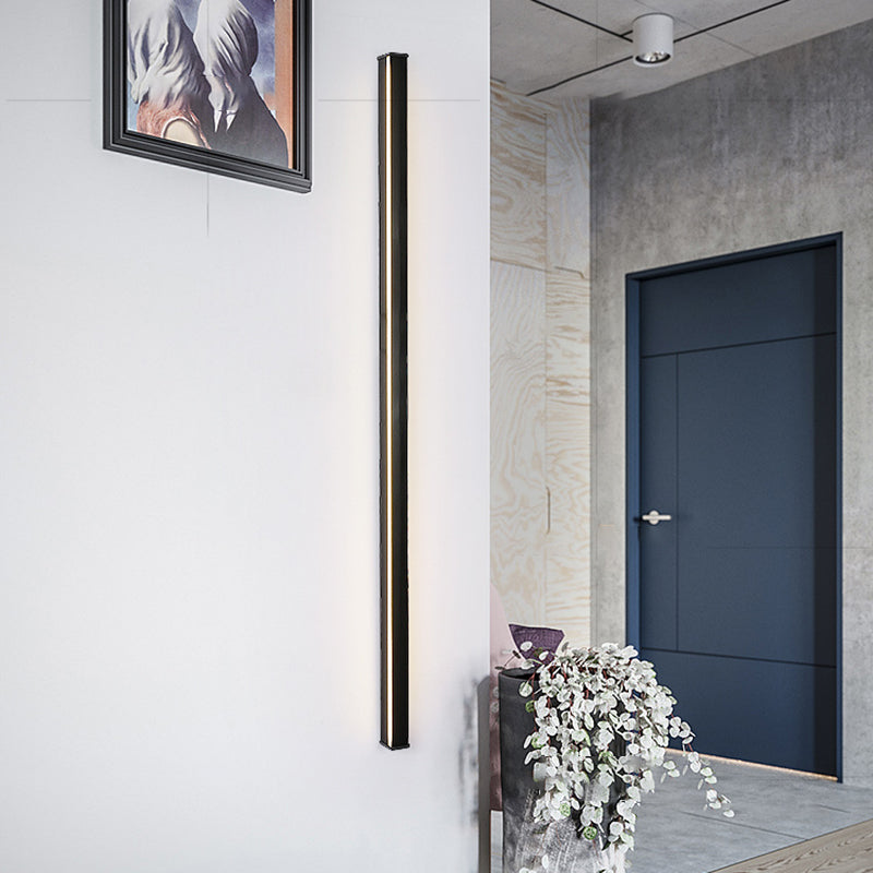 Black Rectangular Wall Light Sconces Modern Style Aluminum 1-Light Wall Lamps
