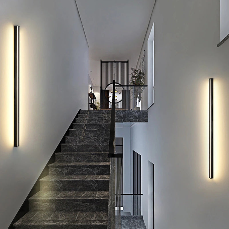 Black Rectangular Wall Light Sconces Modern Style Aluminum 1-Light Wall Lamps