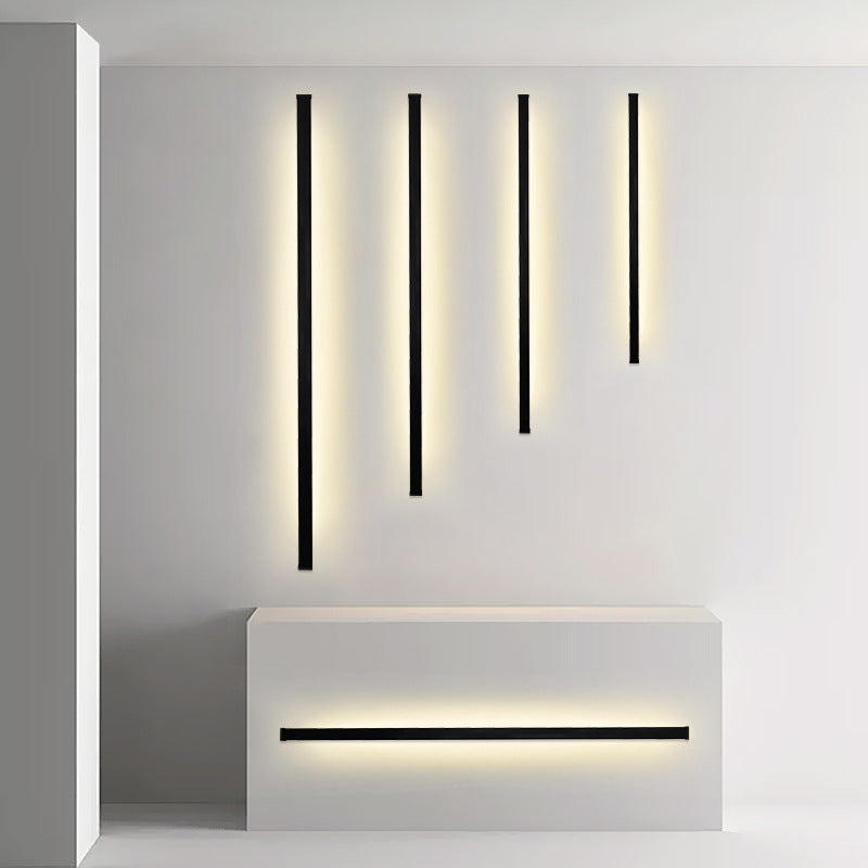 Black Rectangular Wall Light Sconces Modern Style Aluminum 1-Light Wall Lamps