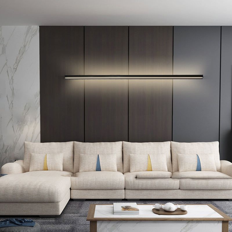 Black Rectangular Wall Light Sconces Modern Style Aluminum 1-Light Wall Lamps