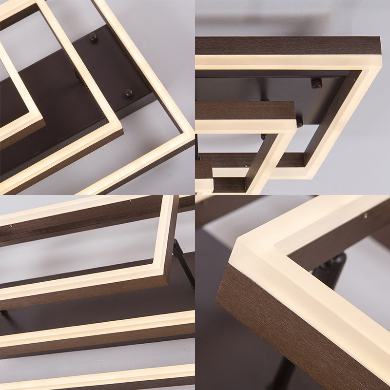 Modern Simple Rectangle Semi Flush Light Metallic Brown Semi Flush Mount Lighting in Warm/White/Neutral