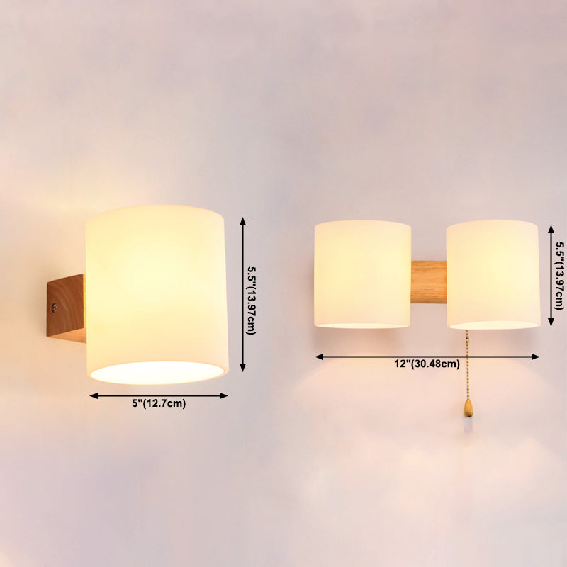 Cilindrische melkglas SCONCE LAMP BELIMTE MODERNE STYLE WIT WANDELE MOETEN LICHT