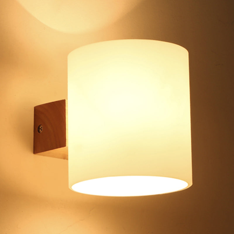 Cilindrische melkglas SCONCE LAMP BELIMTE MODERNE STYLE WIT WANDELE MOETEN LICHT