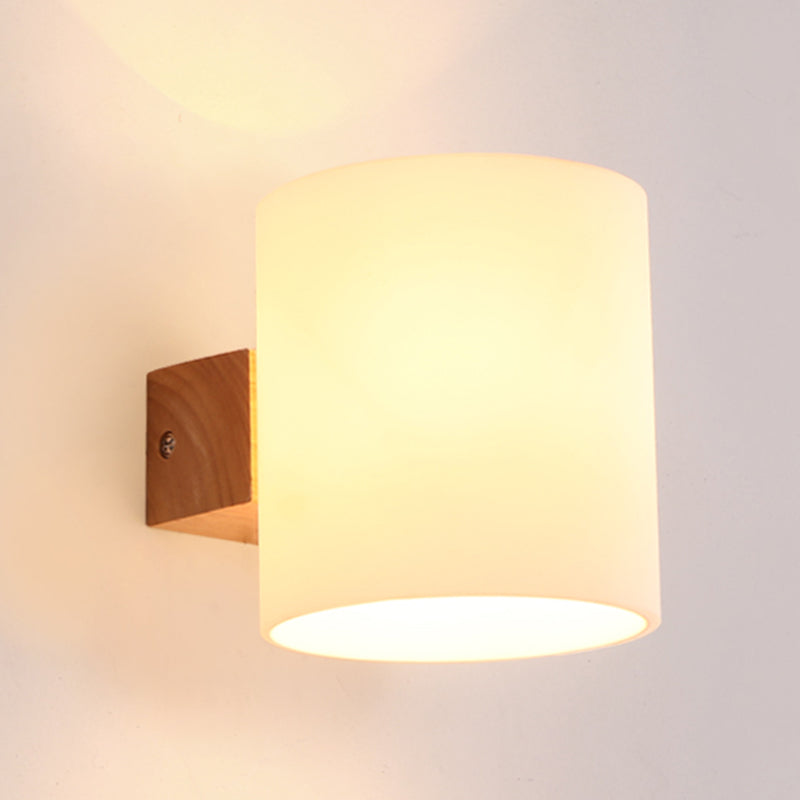 Cilindrische melkglas SCONCE LAMP BELIMTE MODERNE STYLE WIT WANDELE MOETEN LICHT