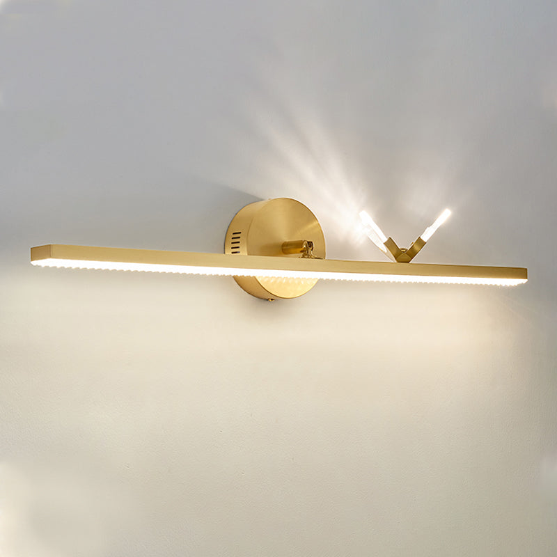 Modern Copper Linear Wall Mount Light Fixture 1-Light Wall Lamp for Bathroom