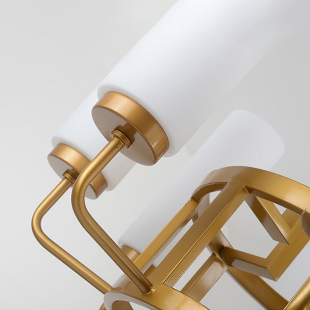 Modern Style Multi Lights Pendant Lighting Fixtures Milk Glass Cylinder Ceiling Chandelier