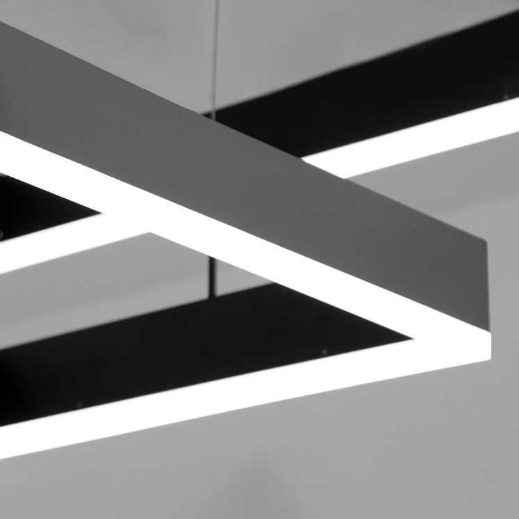 Modern Chandeliers For Dining Room Multiple Squares Pendant Lighting Fixtures in Black Finish