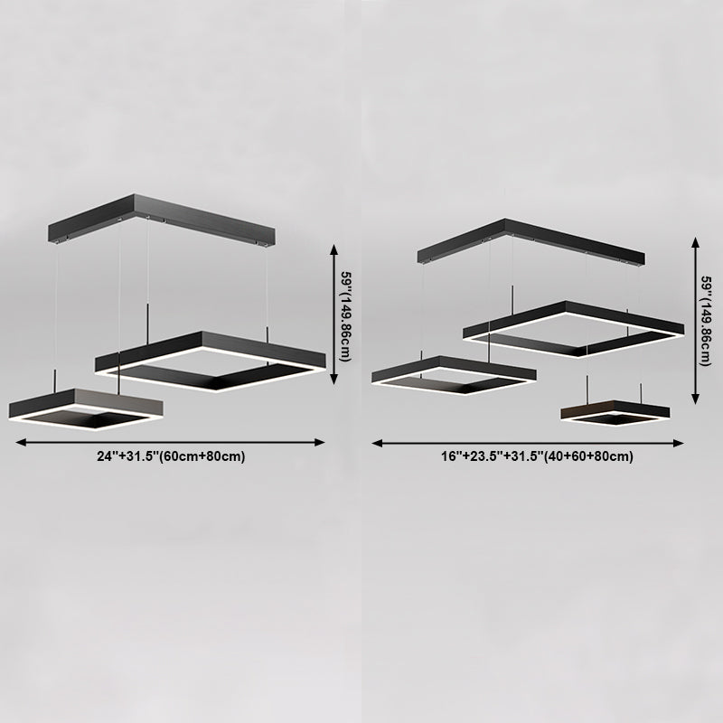 Lampadari a LED moderni a più quadrati lampadario del lampadario lampadario in metallo