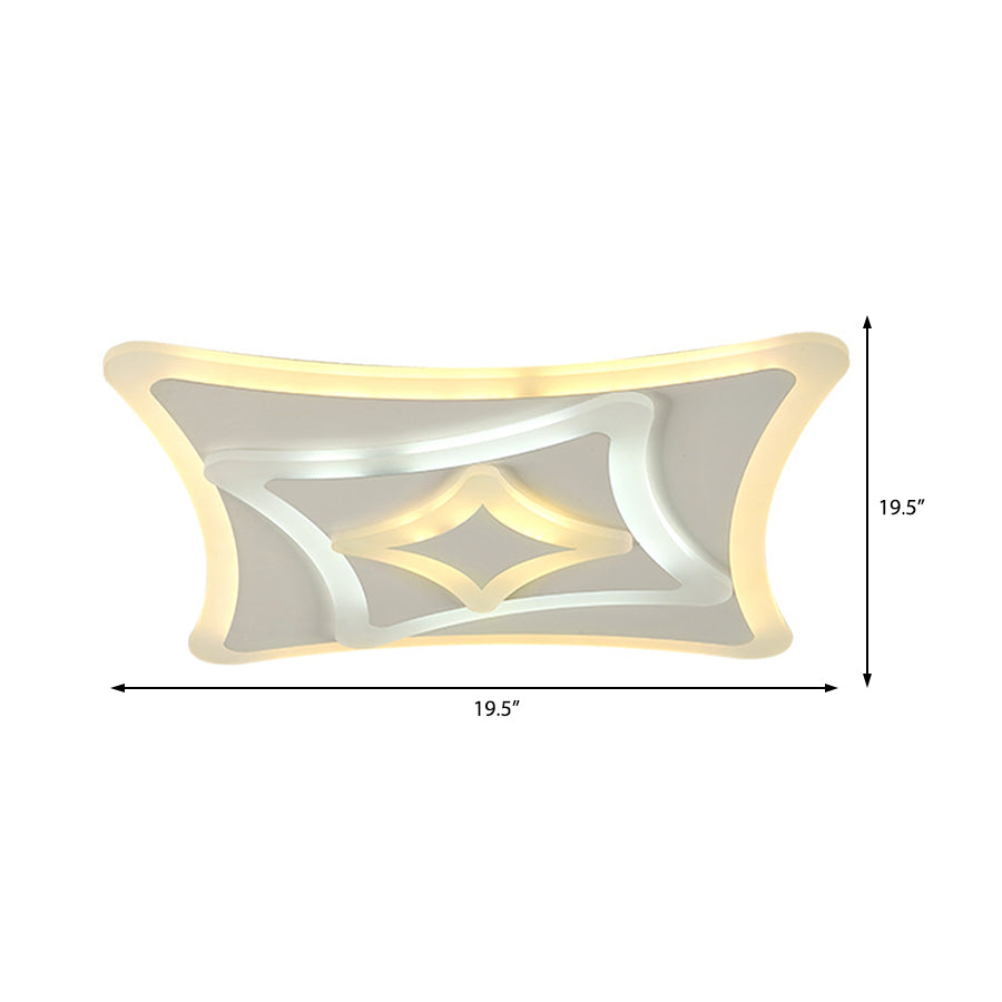 Eigentijdse gebogen vierkante plafondmontage lichte acryl plafondlamp in wit voor kinderslaapkamer