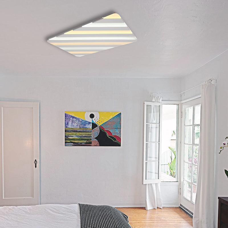 Plafonnier encastré blanc Simple avec motif à rayures, plafonnier LED en acrylique pour salle à manger